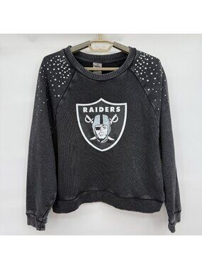 NFL Las Vegas Raiders Gameday Couture Crewneck Sweatshirt XL Studded Black
